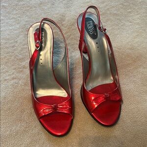 Franco Sarto Red Patent Leather Slingback Heels